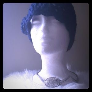 Silver rhinestone choker style necklace